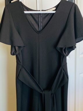 Sz M⭐️Like New Tash + Sophie Elegant Flutter Sleeve Black Wide Leg Jumpsuit
